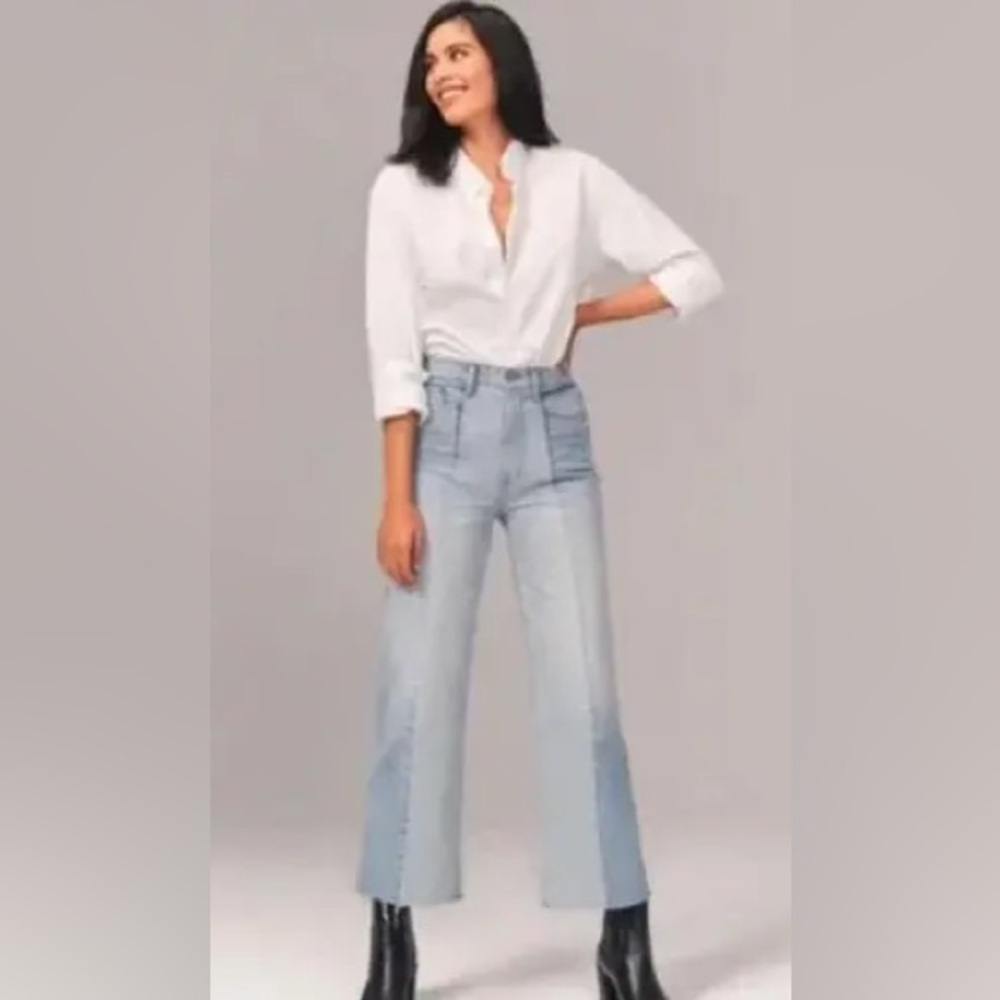 Abercrombie & Fitch 90s straight ultra high rise two tone denim 27 4R